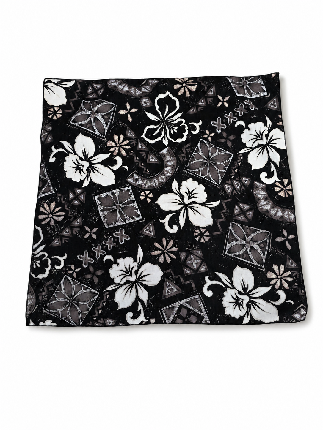 Black Hawaiian Print Bandana