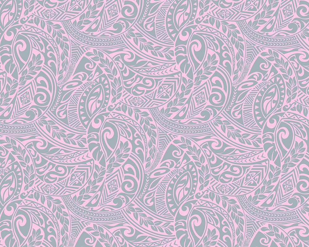 Patterned fabric with pink and gray design