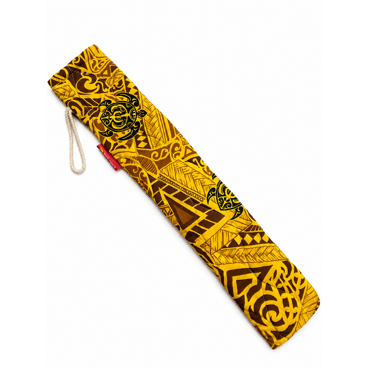 Quilted Pu'ili Case - Yellow Tribal Turtles