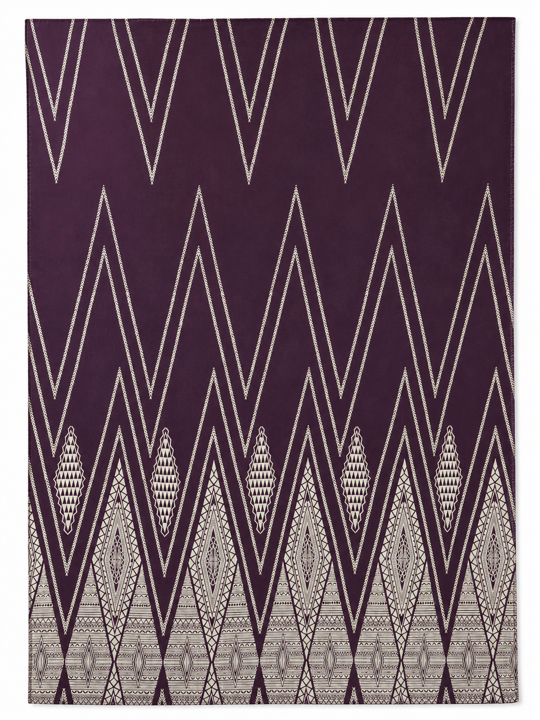 Rug with geometric pattern on a purple background