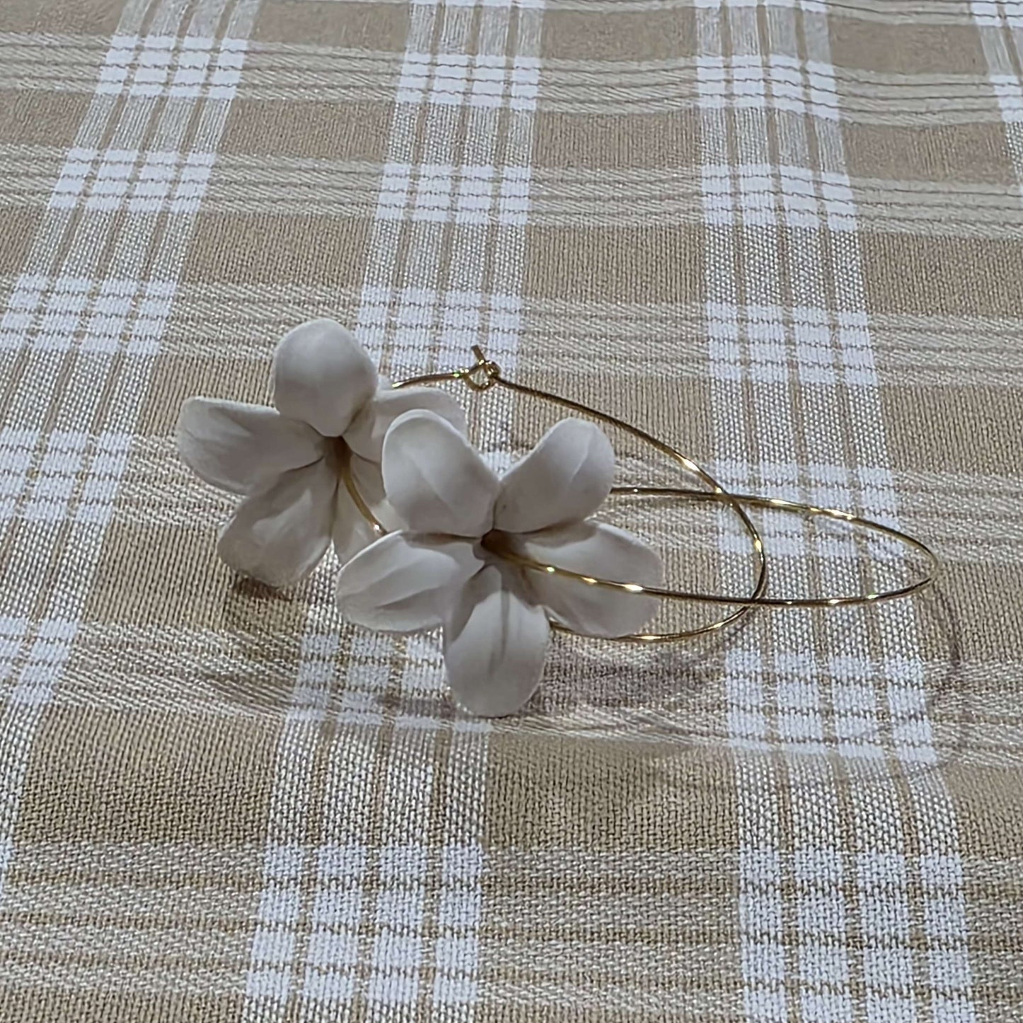 Single Plumeria Hoop Earrings