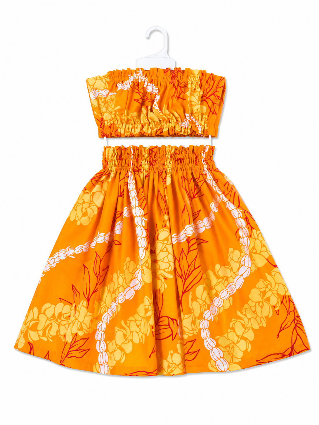 Orange Puakenikeni Lei Keiki Pa'u Set (5-12yrs)