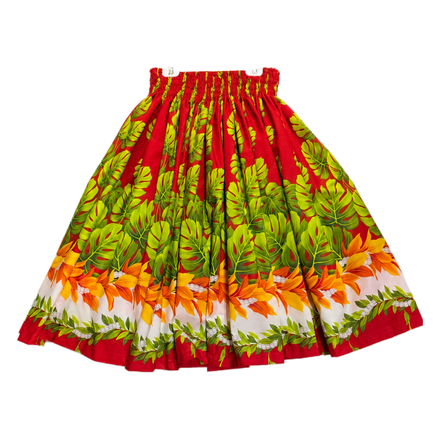 Colorful skirt with floral pattern on a white background