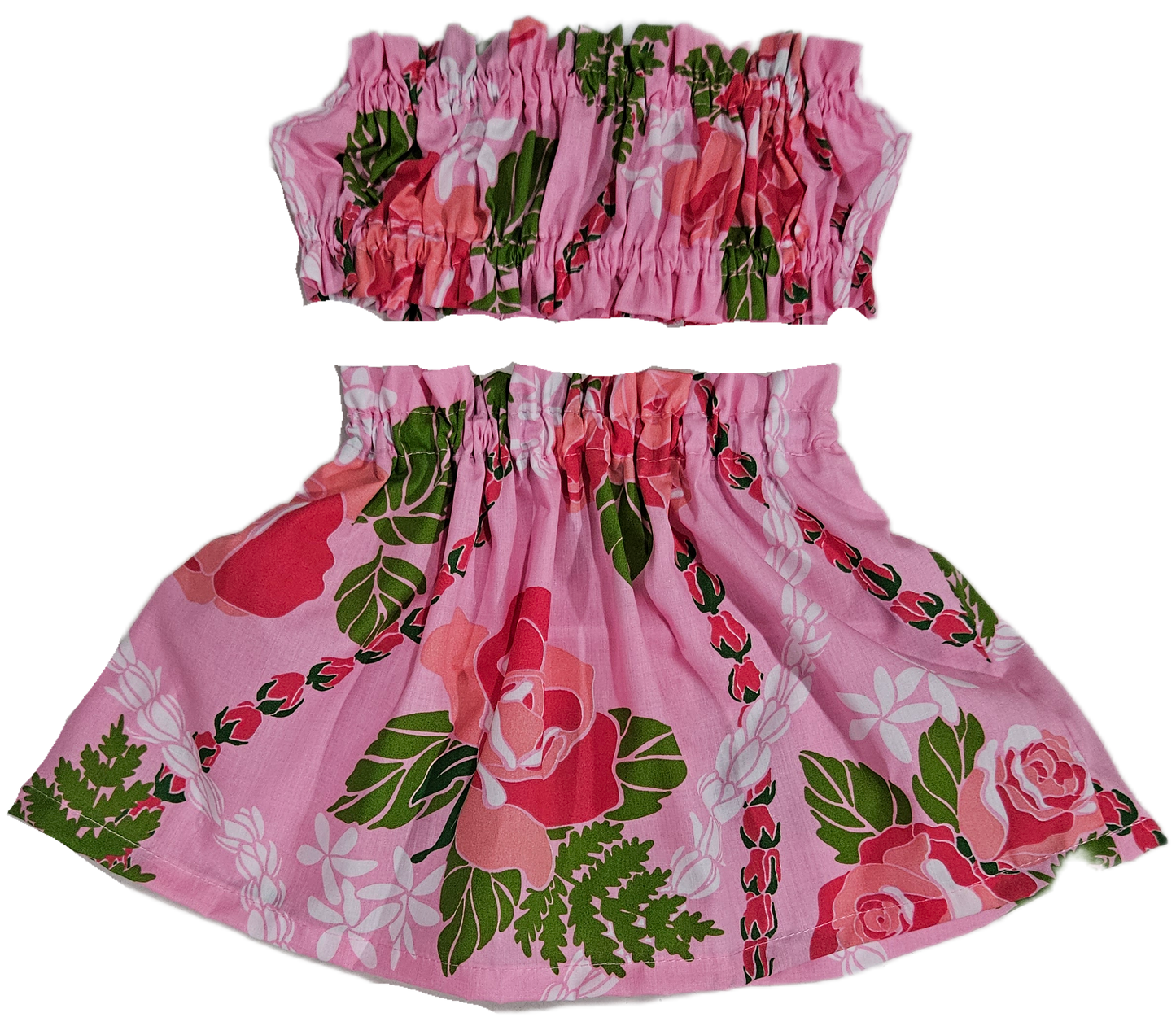 Pink Roses & Lei Keiki Pa'u Set (0-12months)