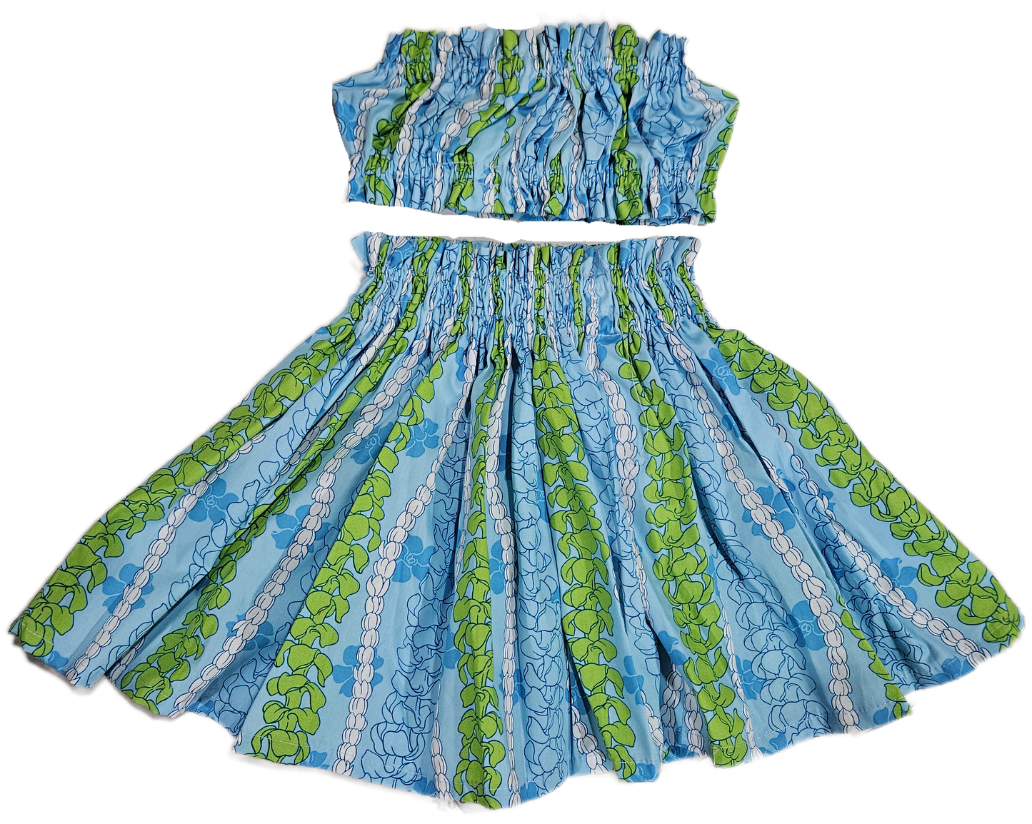 Blue Puakenikeni Keiki Pa'u Set (2-4yrs)