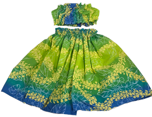 Puakenikeni Gradient Green Keiki Pa'u Set