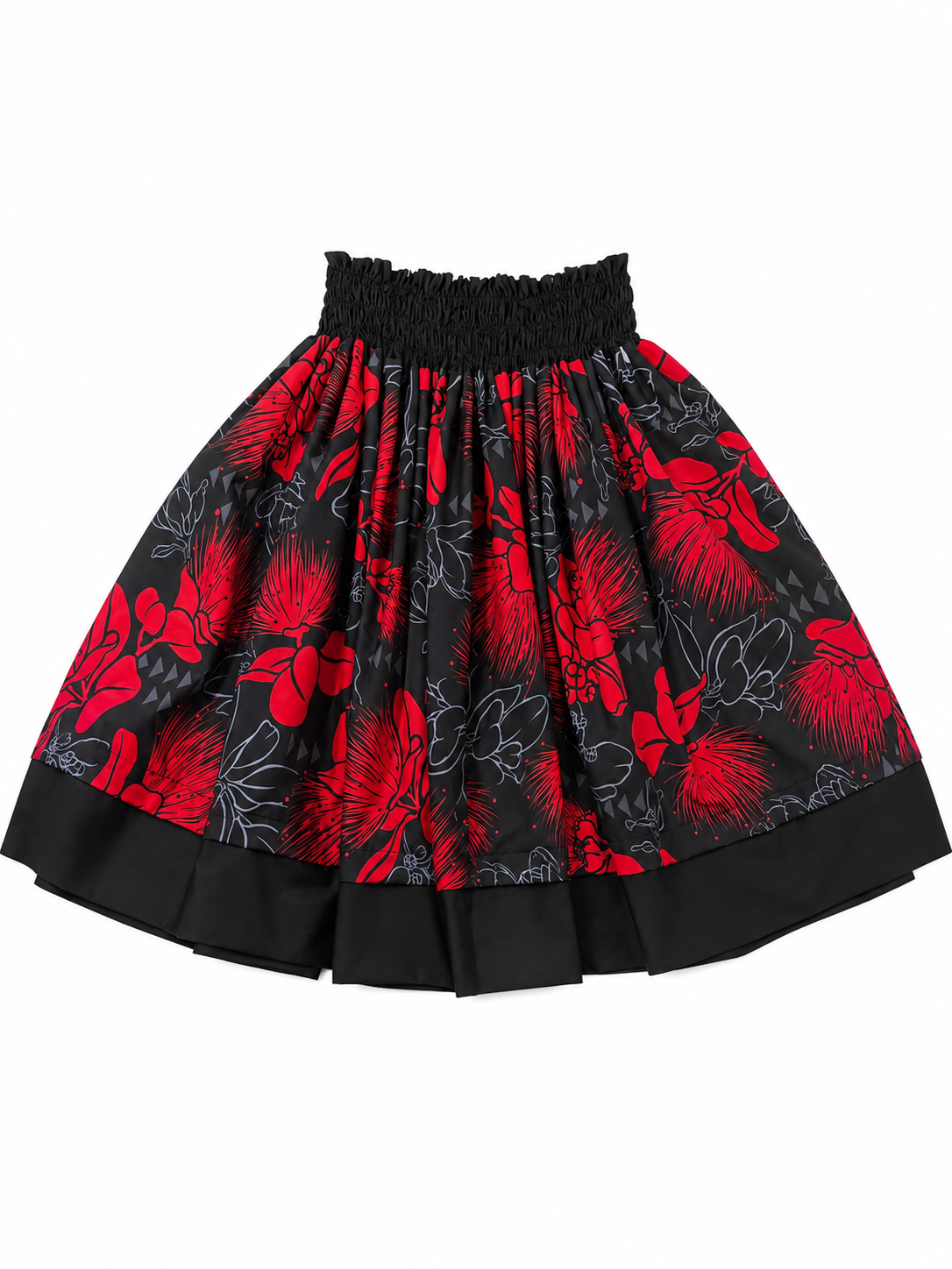 Red Black Lehua and Orange Leis Reversible Pa'u Skirt
