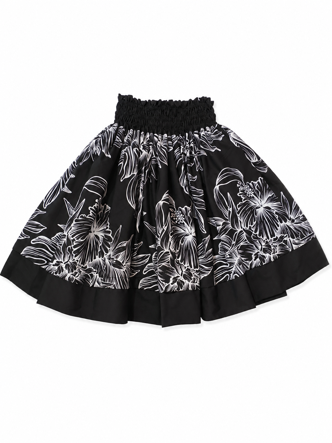 White Black Hibiscus and Orange Leis Reversible Pa'u Skirt