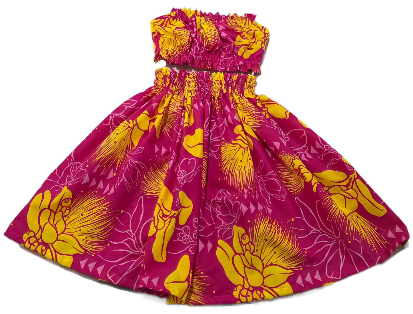 Yellow Pink Lehua Keiki Pa'u Set