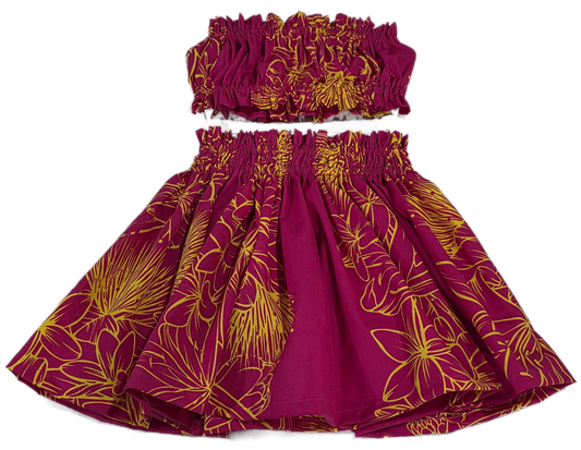 Flowers Sketched Keiki Pa'u Set (2-4yrs)