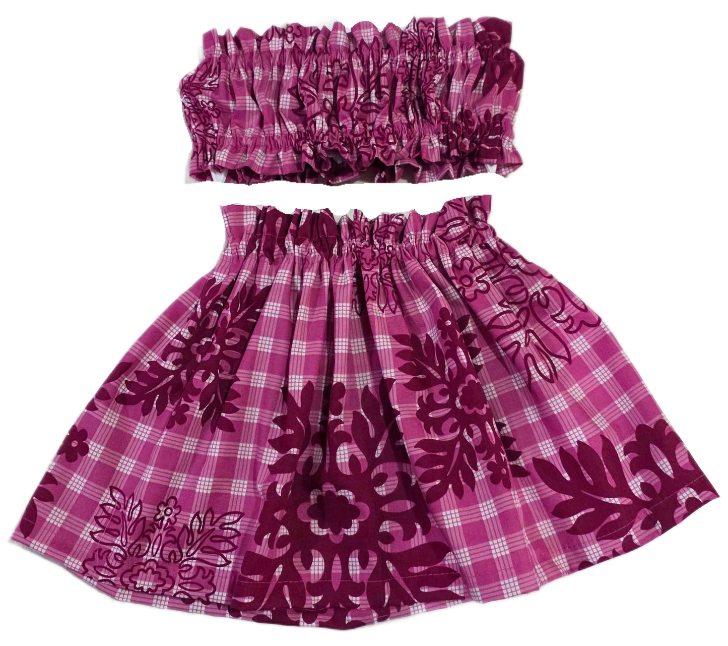Pink Palaka Quilt Keiki Pa'u Set (0-12months)