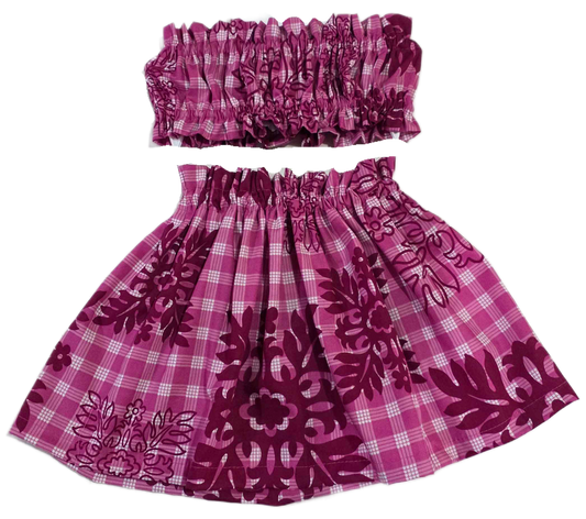 Pink Palaka Quilt Keiki Pa'u Set (0-12months)