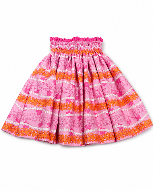 Pink skirt with decorative pattern on a white background