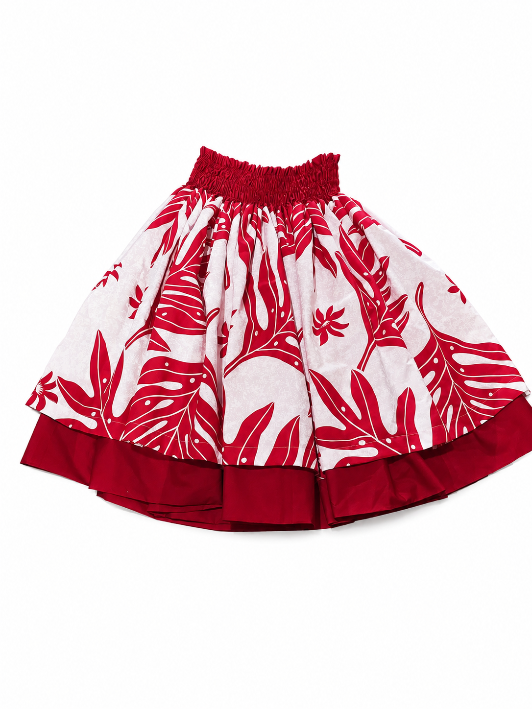Red 'Ohi'a Lehua White Fern Reversible Pa'u Skirt