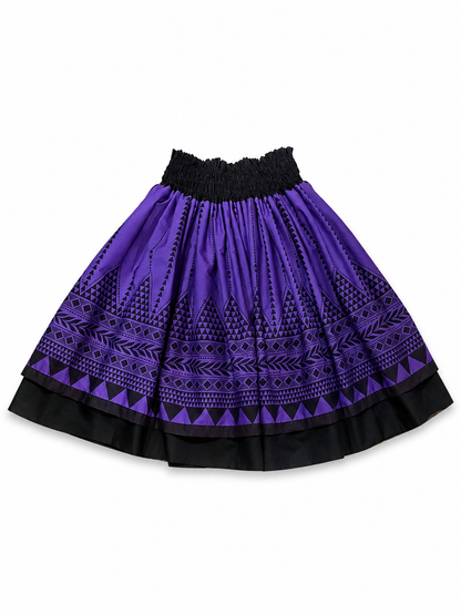 Floral Green Tribal Purple Reversible Pa'u Skirt