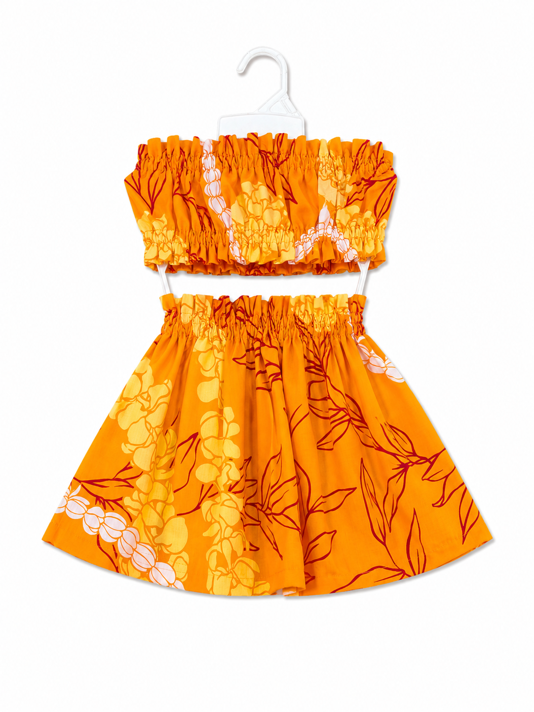 Orange Puakenikeni Lei Keiki Pa'u Set (0-12months)