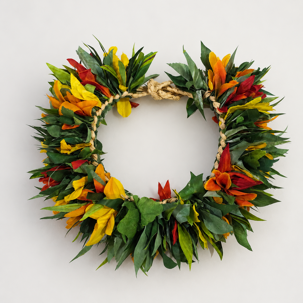 Red Orange Ti Leaf Haku Lei Po'o