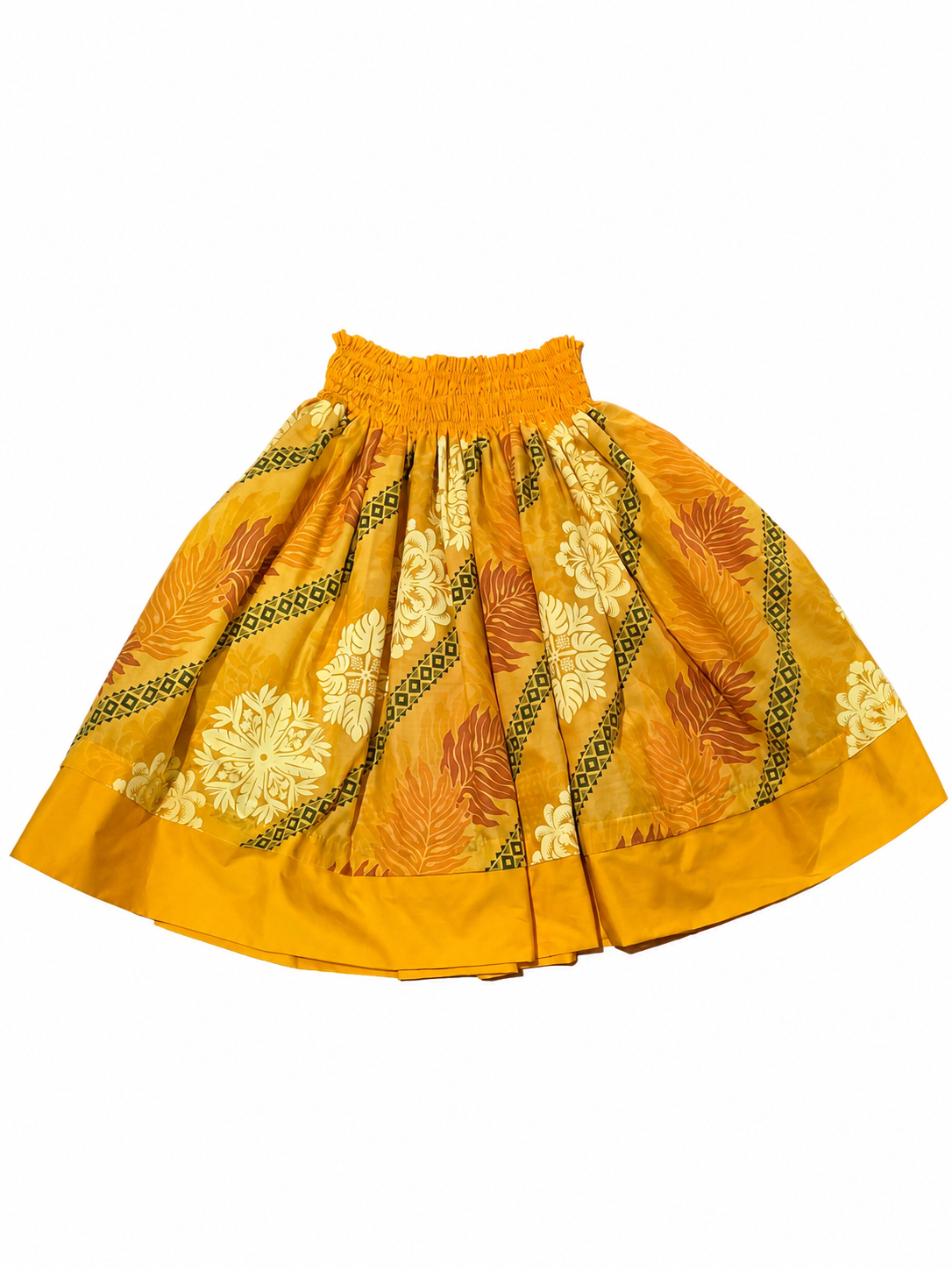 Yellow Quilt Fern Red Tribal Reversible Pa'u Skirt