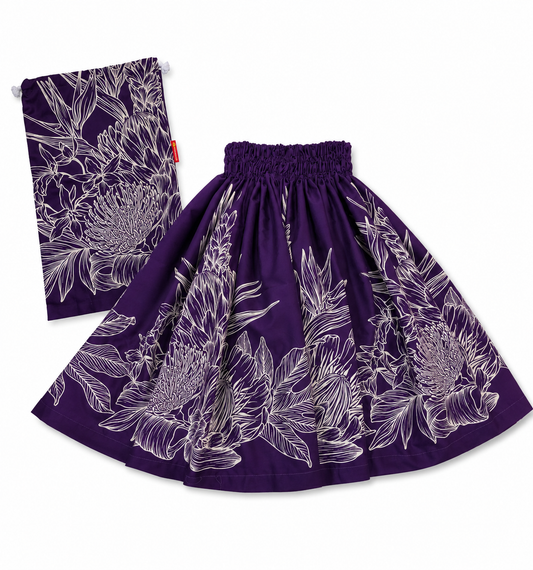 Purple Floral Pa'u and Bag Set