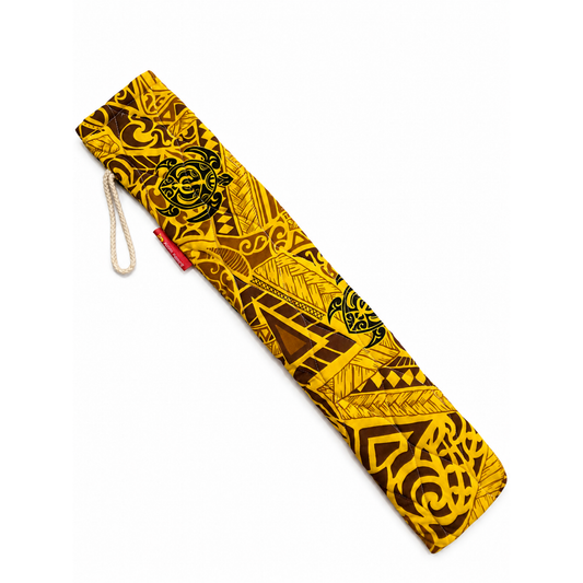 Quilted Pu'ili Case - Yellow Tribal Turtles