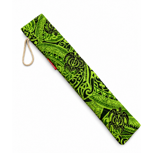 Quilted Pu'ili Case - Green Tribal Turtles