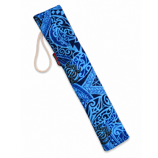 Quilted Pu'ili Case - Blue Tribal Turtles