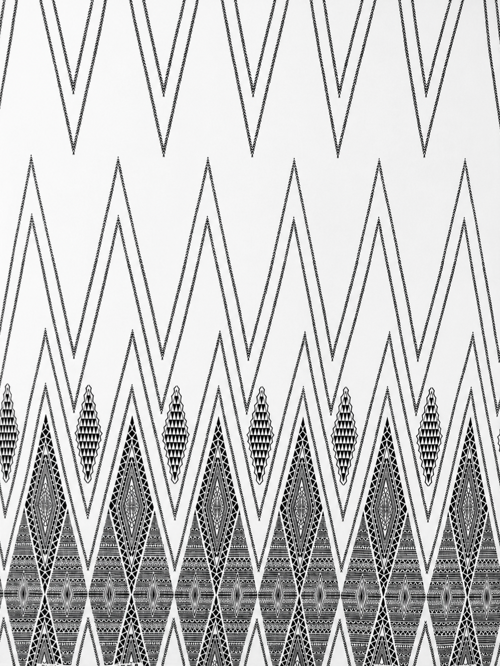 Black and white geometric pattern with triangles on a white background