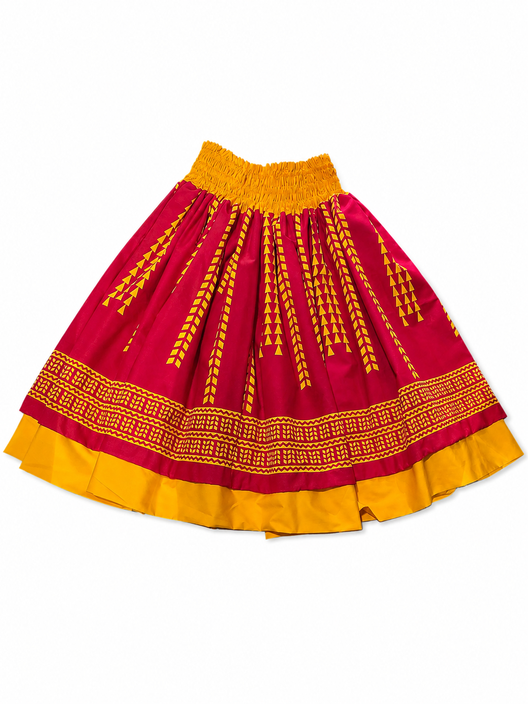 Yellow Quilt Fern Red Tribal Reversible Pa'u Skirt