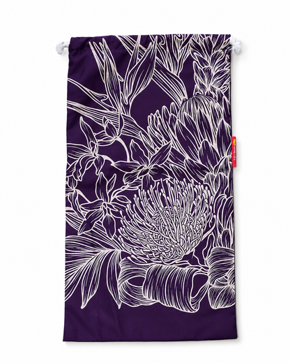 Purple Floral Pa'u and Bag Set