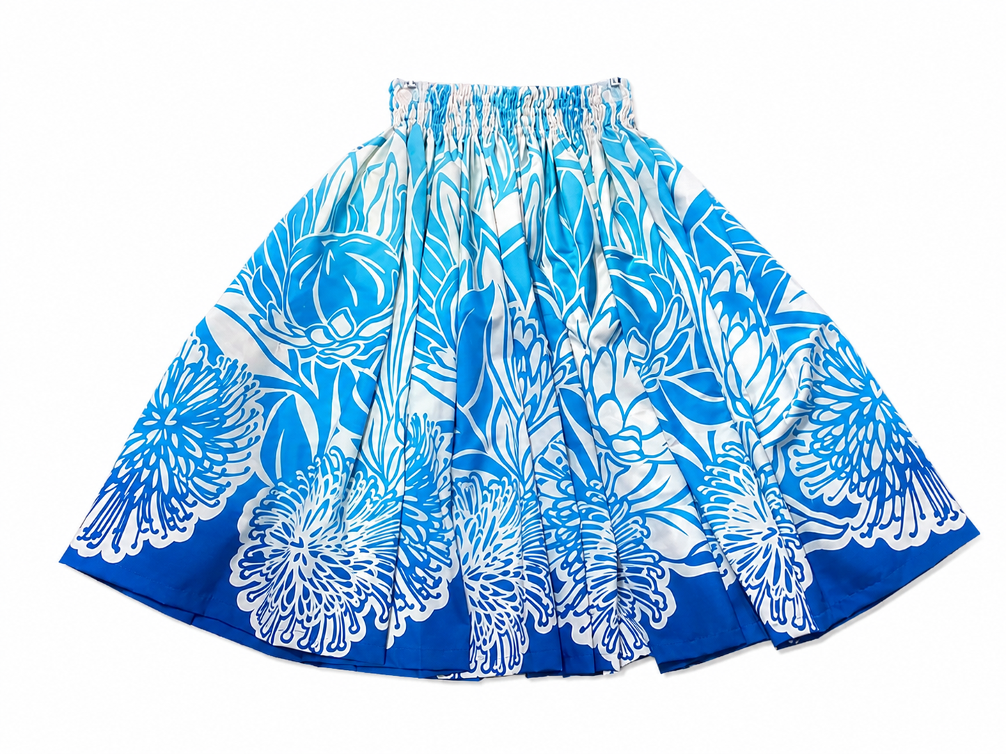 Blue White Protea Ginger Pa'u Skirt