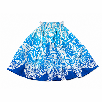 Blue White Protea Ginger Pa'u Skirt