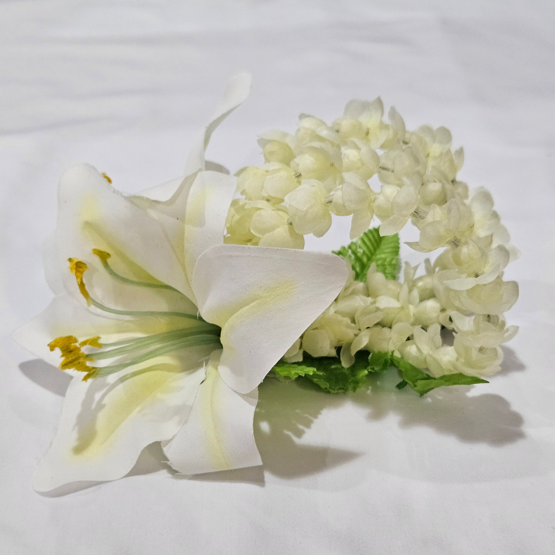 white lily flower hair clip Lily and Pikake Hair Clip