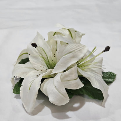 White Medium Lily Hair Clip