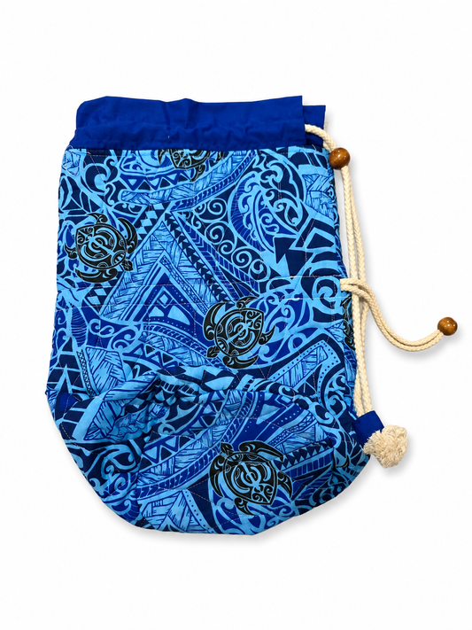 Blue Tribal Turtle Quilted Ipu Bag