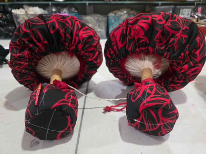 'Uli'uli Covers - Red on Black Flowers