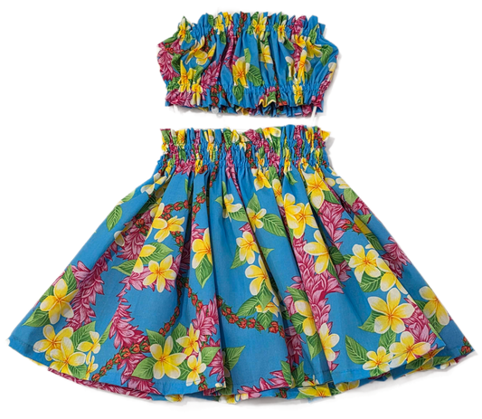 Flower Leis Blue Keiki Pa'u Set (2-4yrs)