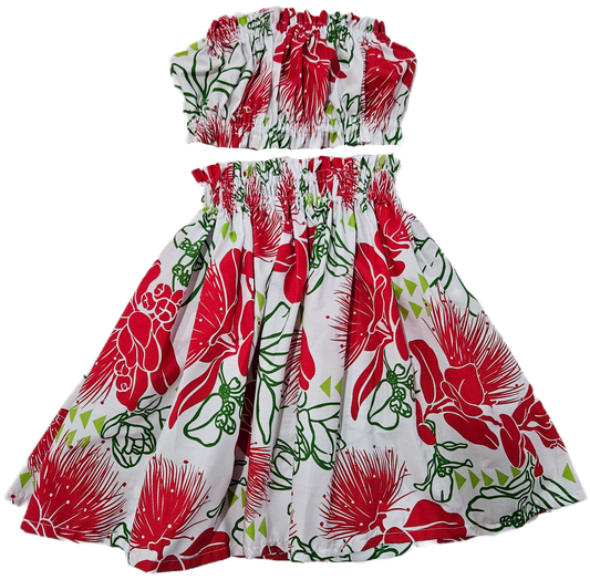 White Lehua Keiki Pa'u Set (2-4yrs)