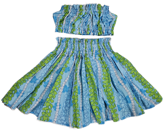 Blue Puakenikeni Keiki Pa'u Set (2-4yrs)