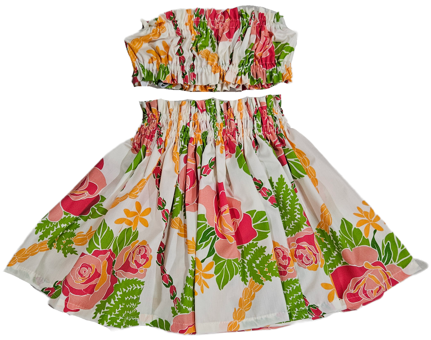 Beige Roses & Lei Keiki Pa'u Set (2-4yrs)