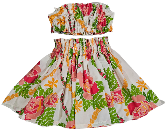 Beige Roses & Lei Keiki Pa'u Set (2-4yrs)