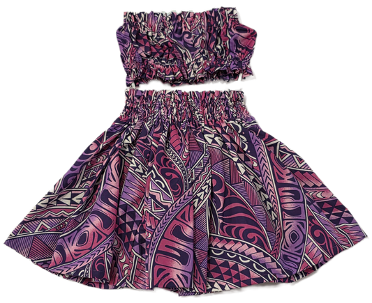 Purple Tribal Keiki Pa'u Set (2-4yrs)