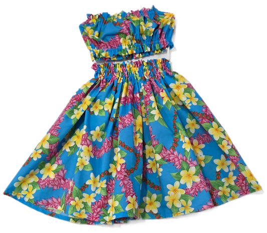 Flower Leis Blue Keiki Pa'u Set (5-12yrs)