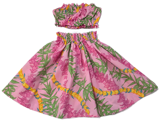 Leis Pink Keiki Pa'u Set (5-12yrs)