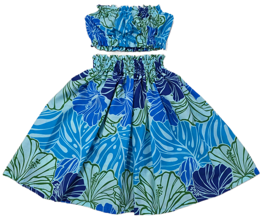 Hibiscus Blue Keiki Pa'u Set (5-12yrs)