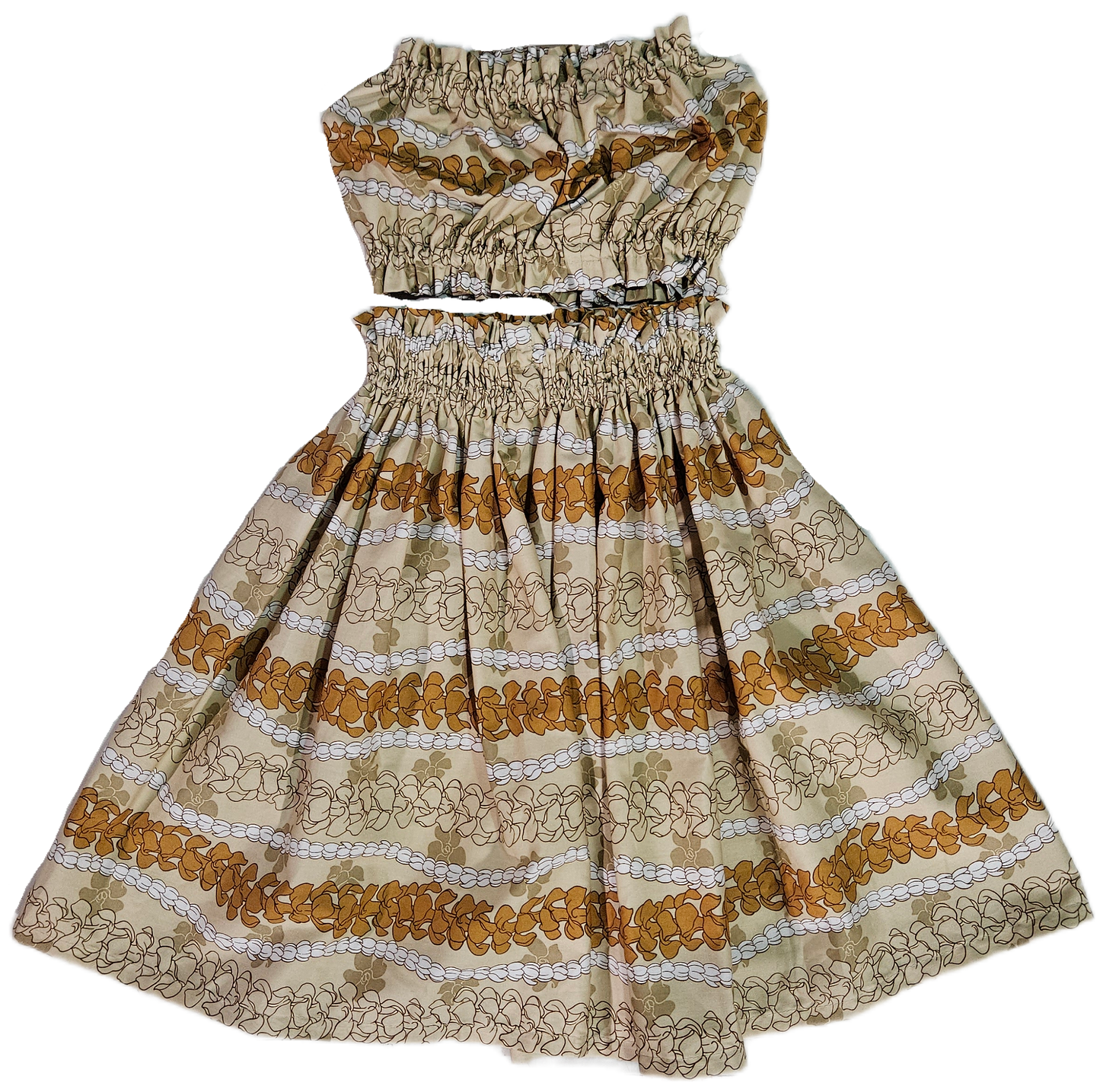 Beige Puakenikeni Keiki Pa'u Set