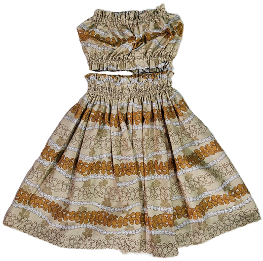 Beige Puakenikeni Keiki Pa'u Set (5-12yrs)