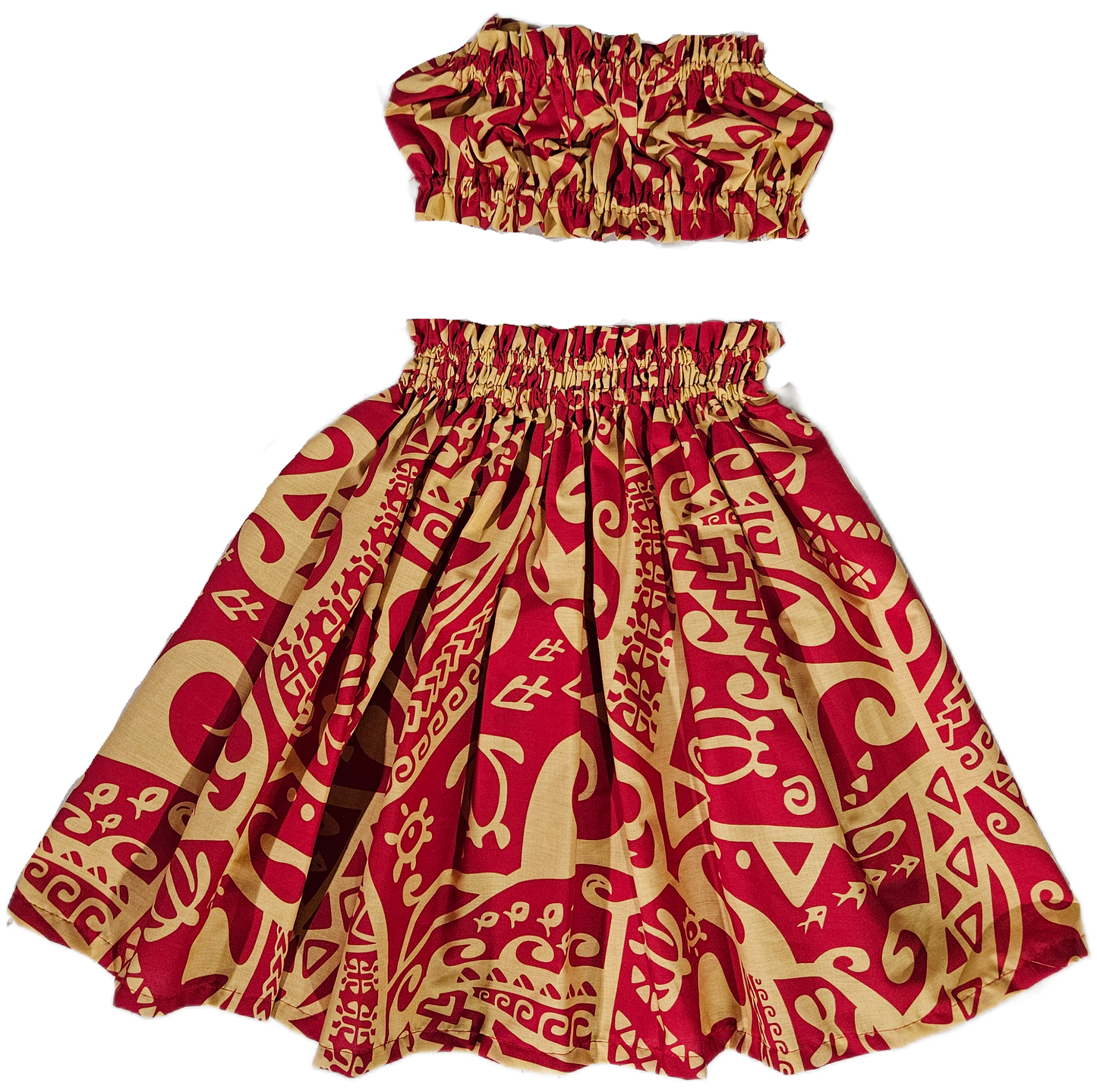 Tribal Red Yellow Keiki Pa'u Set