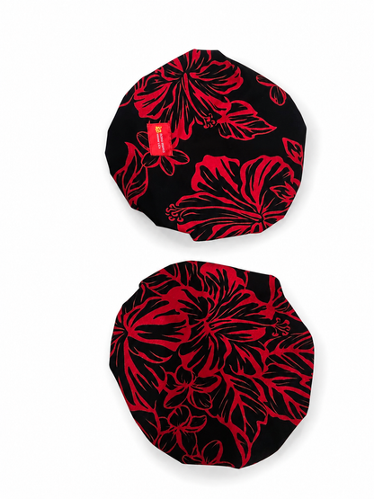 'Uli'uli Covers - Red on Black Flowers