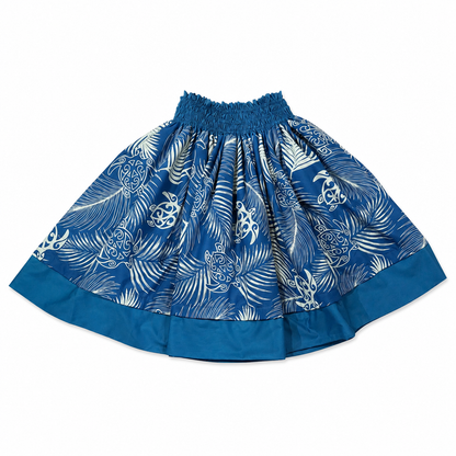 Yellow Puakenikeni and Blue Honu Palm Reversible Pa'u Skirt