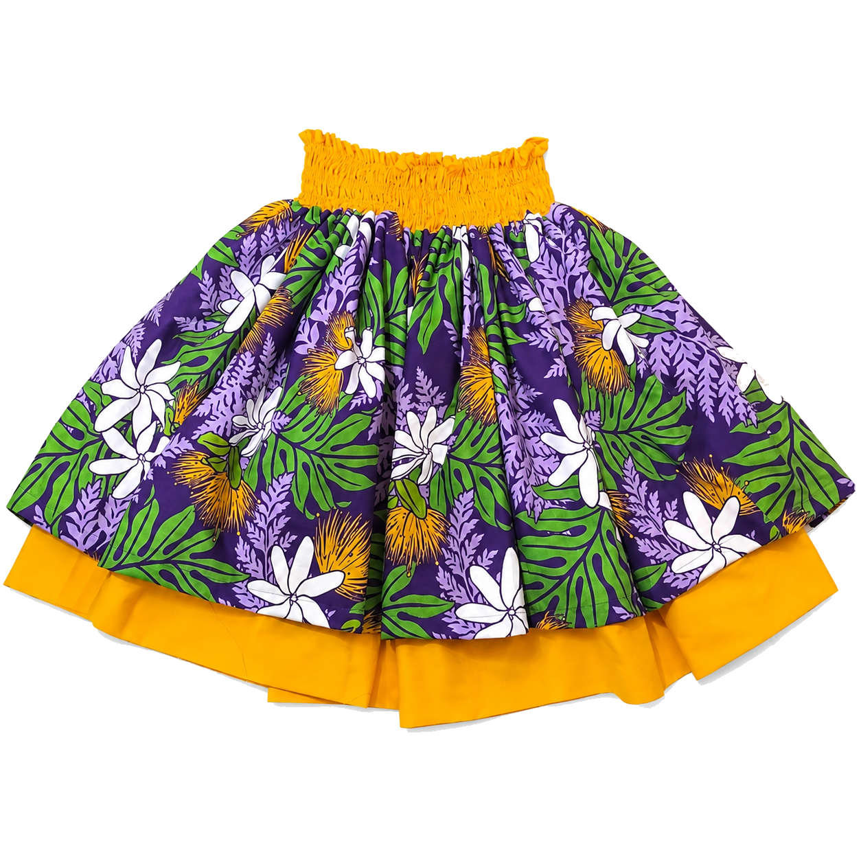 Tiare Greenery and Red Yellow Tribal Reversible Pa'u Skirt
